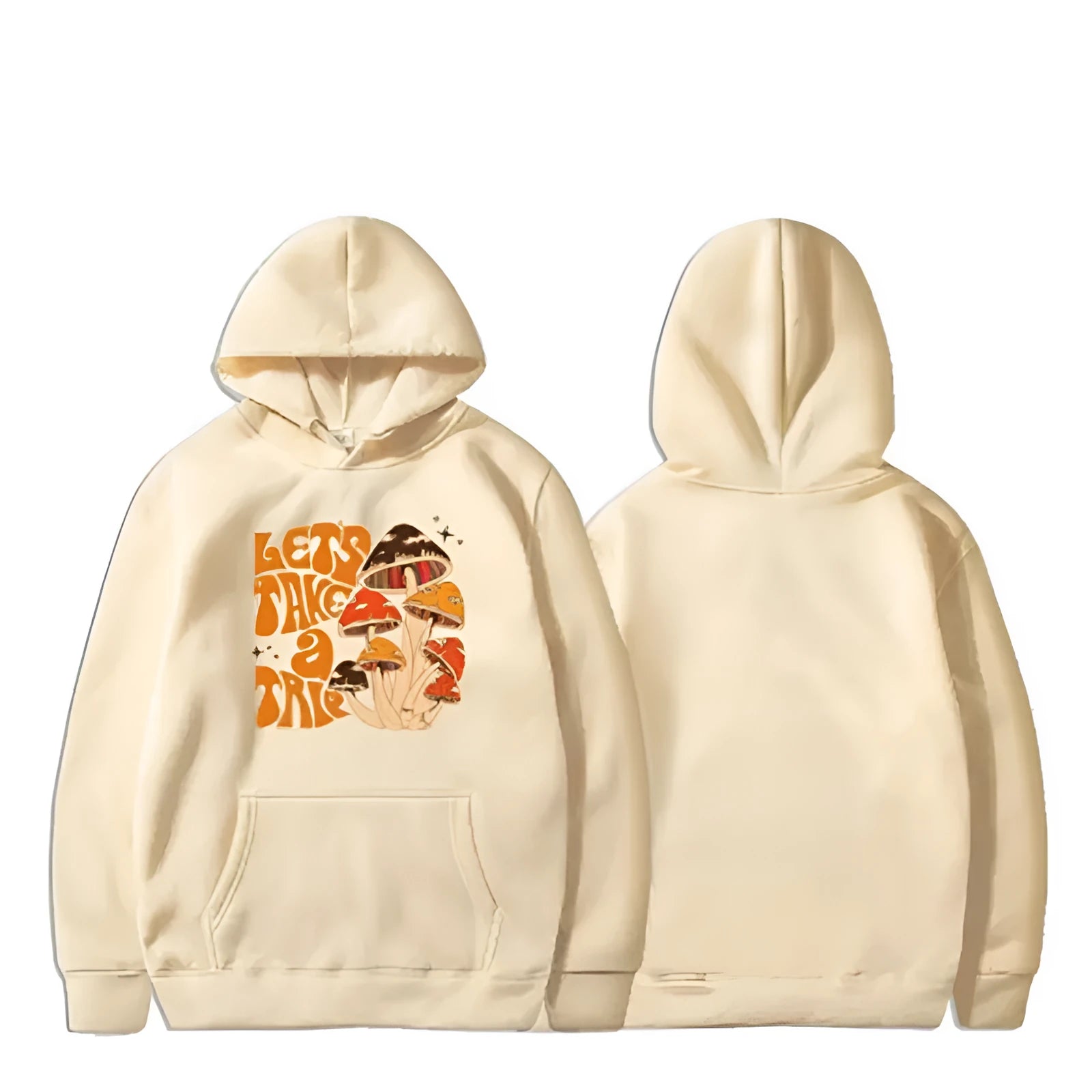 Men's hoodie pullover loose fit short sleeve autumn polyester fibre front view