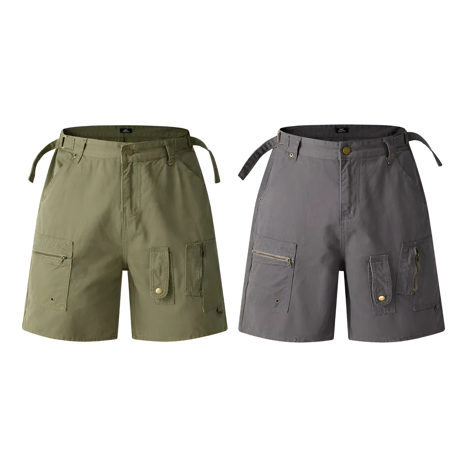 Retro workwear shorts in washed cotton with zipper closure and loose fit