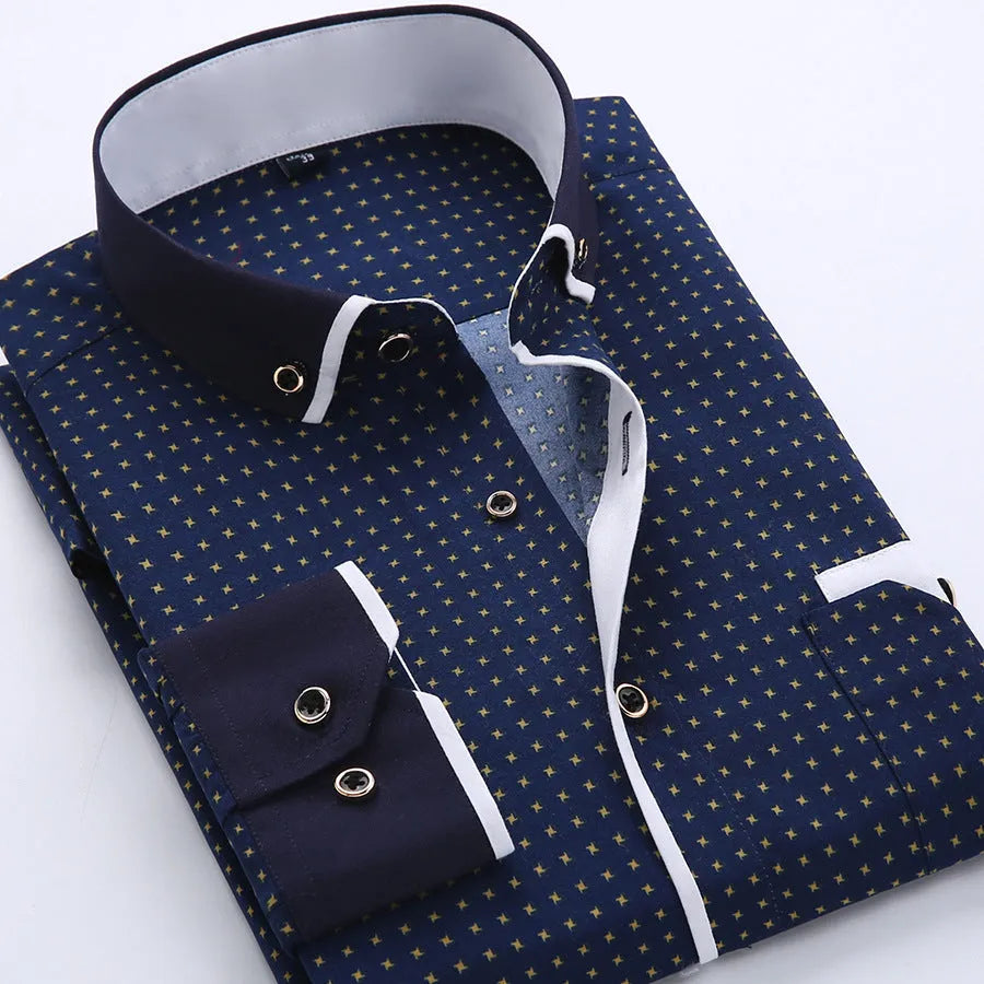 Men's slim fit cardigan top with dots pattern, long sleeves, in polyester fibre, size and colour options SH215-SH220
