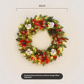 Christmas wreath 40cm diameter handmade PVC with lights red ball flower on door