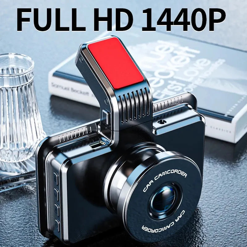 3-inch screen dual lens car DVR dash cam with front and rear cameras on a black unit