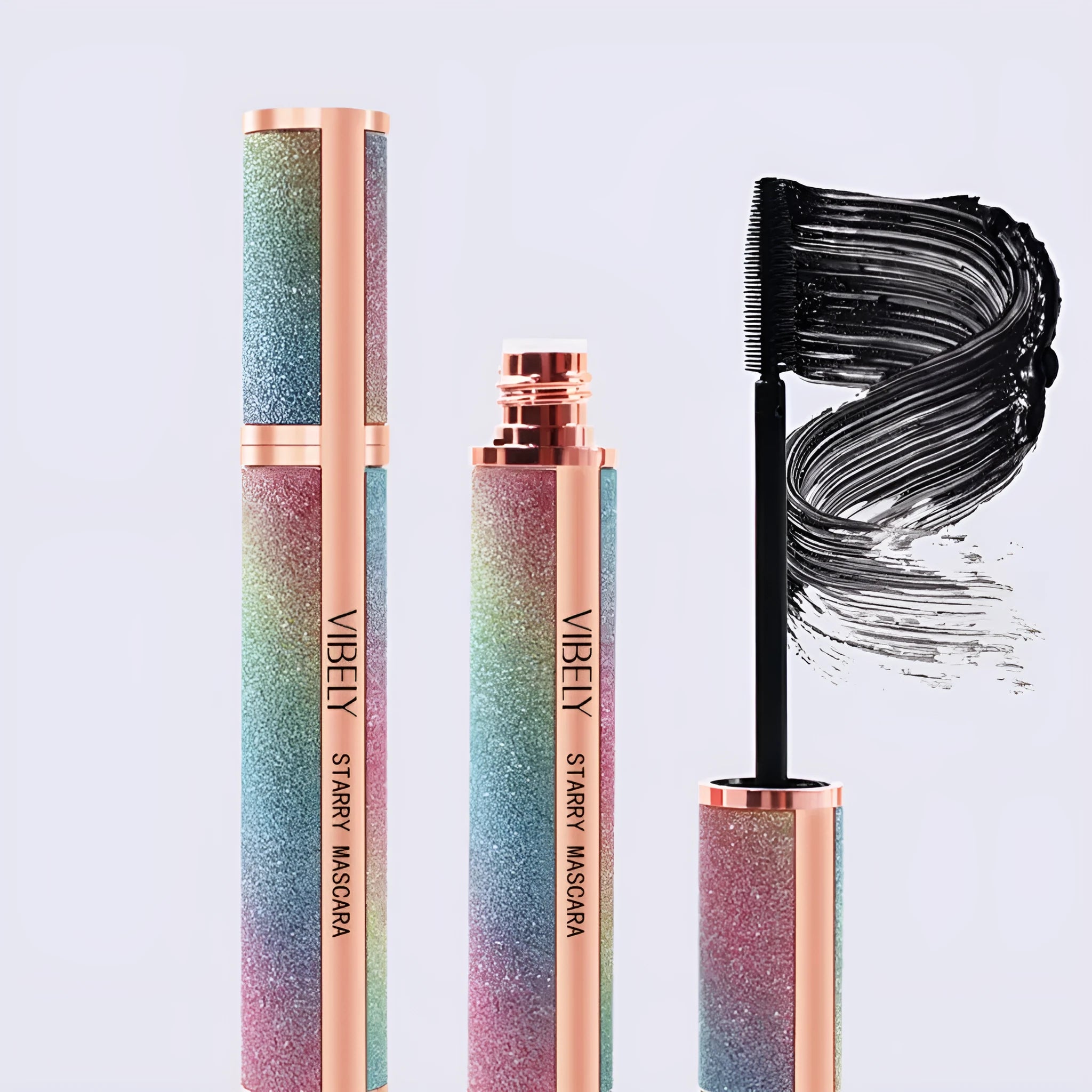 Black waterproof mascara with 4D formula for long thick curling lashes
