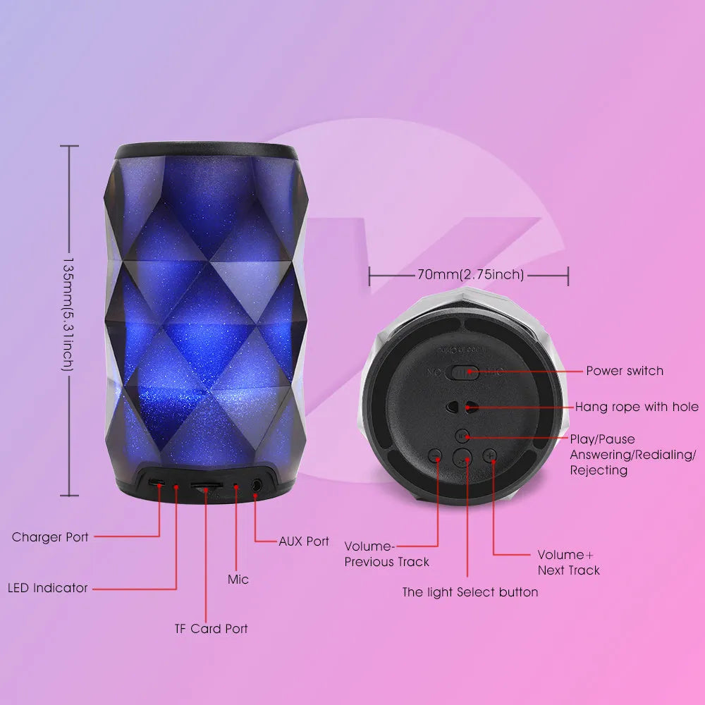 Black crystal diamond cut Coke can shaped Bluetooth speaker lantern with colourful lighting effects