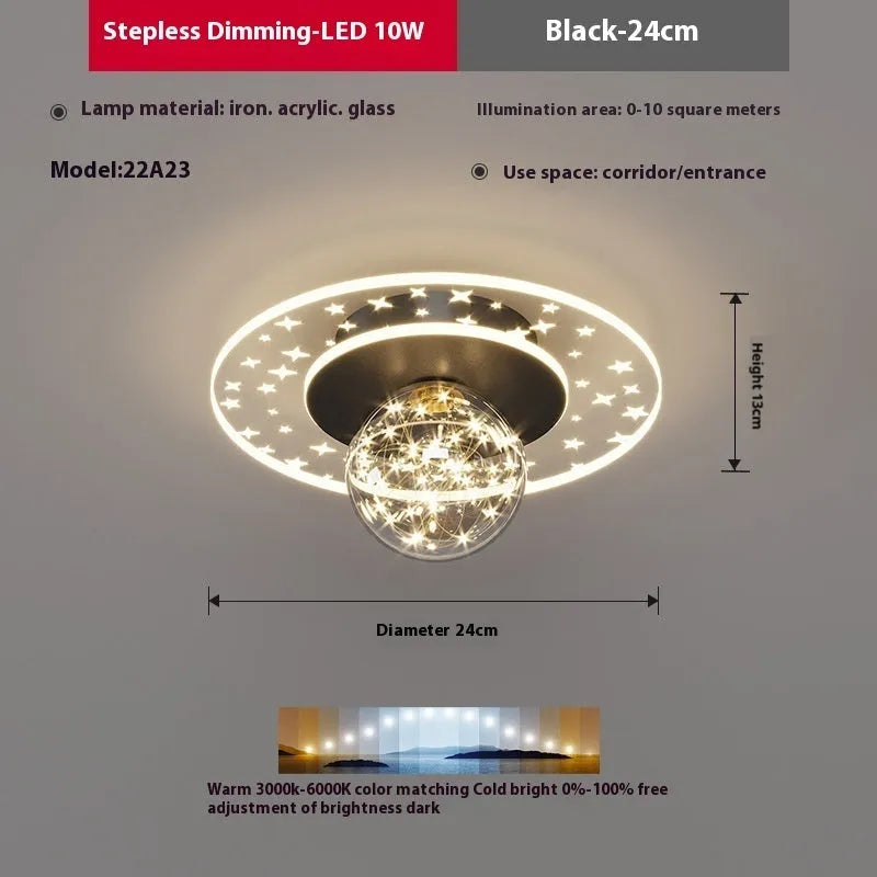 Modern LED ceiling lamp with wireless remote control for hallways in gold, black, or white finish