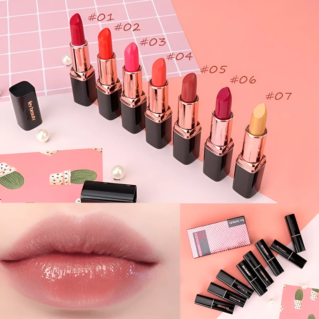 Fey Beauty cameo brown nude moisturising lipstick with non-stain formula in packaging