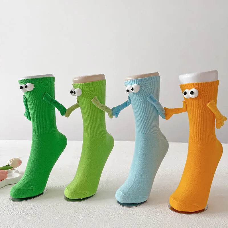 Pair of women's solid colour cotton bunching socks with anti-friction function in middle calf length