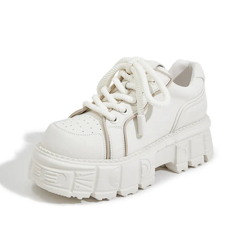 Women's leather casual shoes with 3cm rubber foam sole in beige or pink colour