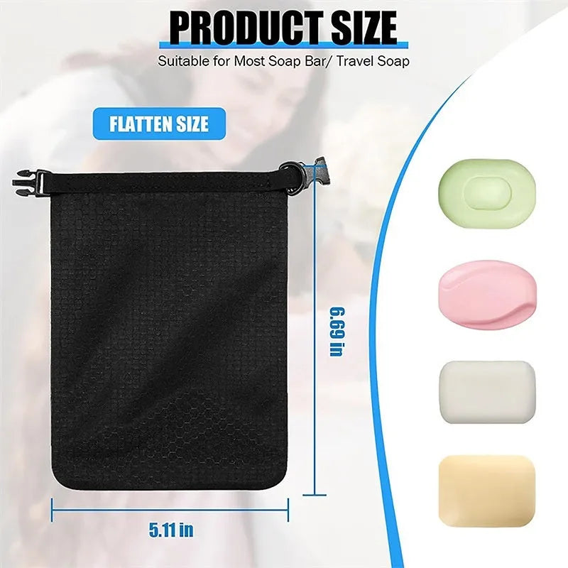Blue bubble net waterproof soap container measuring 17cm by 13cm with quick-drying design
