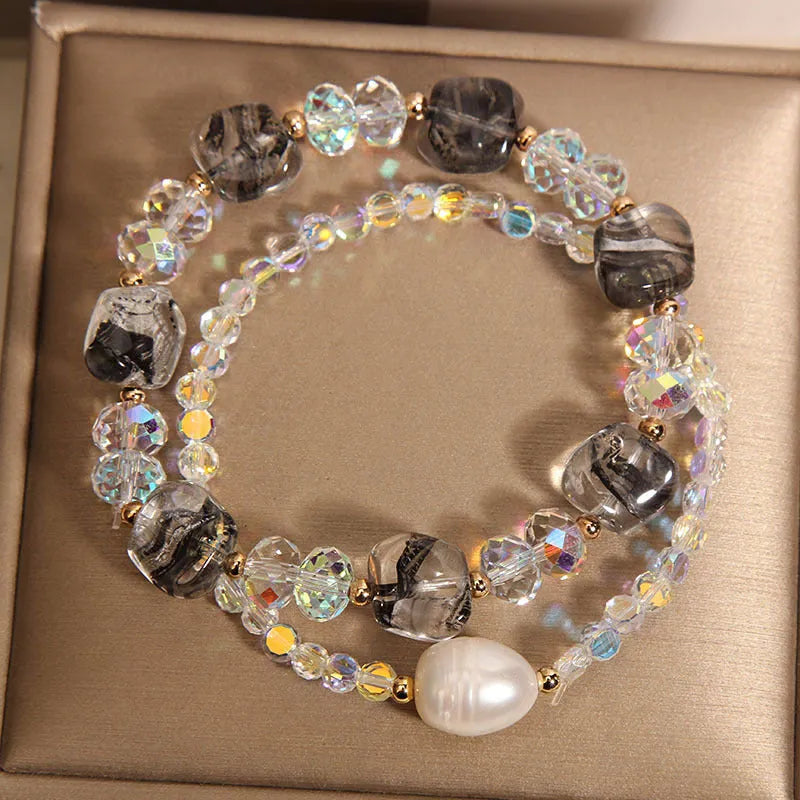 Women's crystal irregular stone bracelet with rhinestone accents available in purple colour