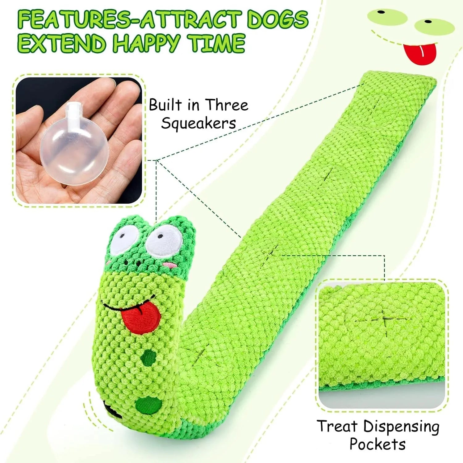 Transformable squeak dog toy in snail shape with hidden food holes for foraging training