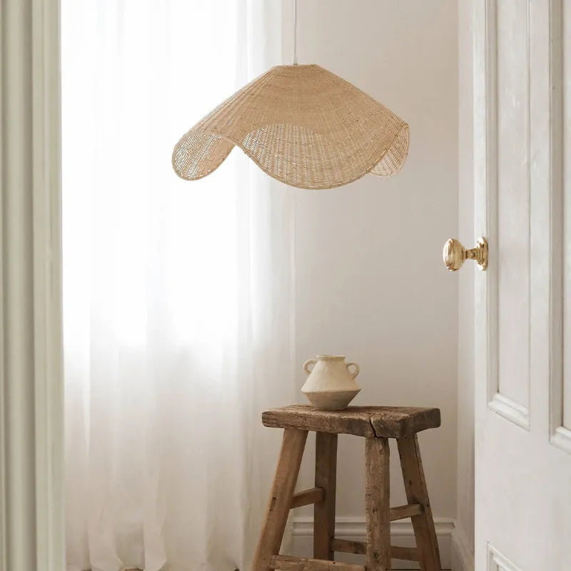 Handmade rattan and willow pastoral chandelier with LED light in 60cm, 80cm, or 100cm diameter
