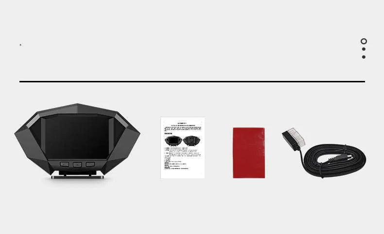 Black P1 vehicle head-up display unit with OBD cable on a car dashboard.