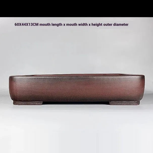 Handmade rectangular antique purple clay flower pot for plant display