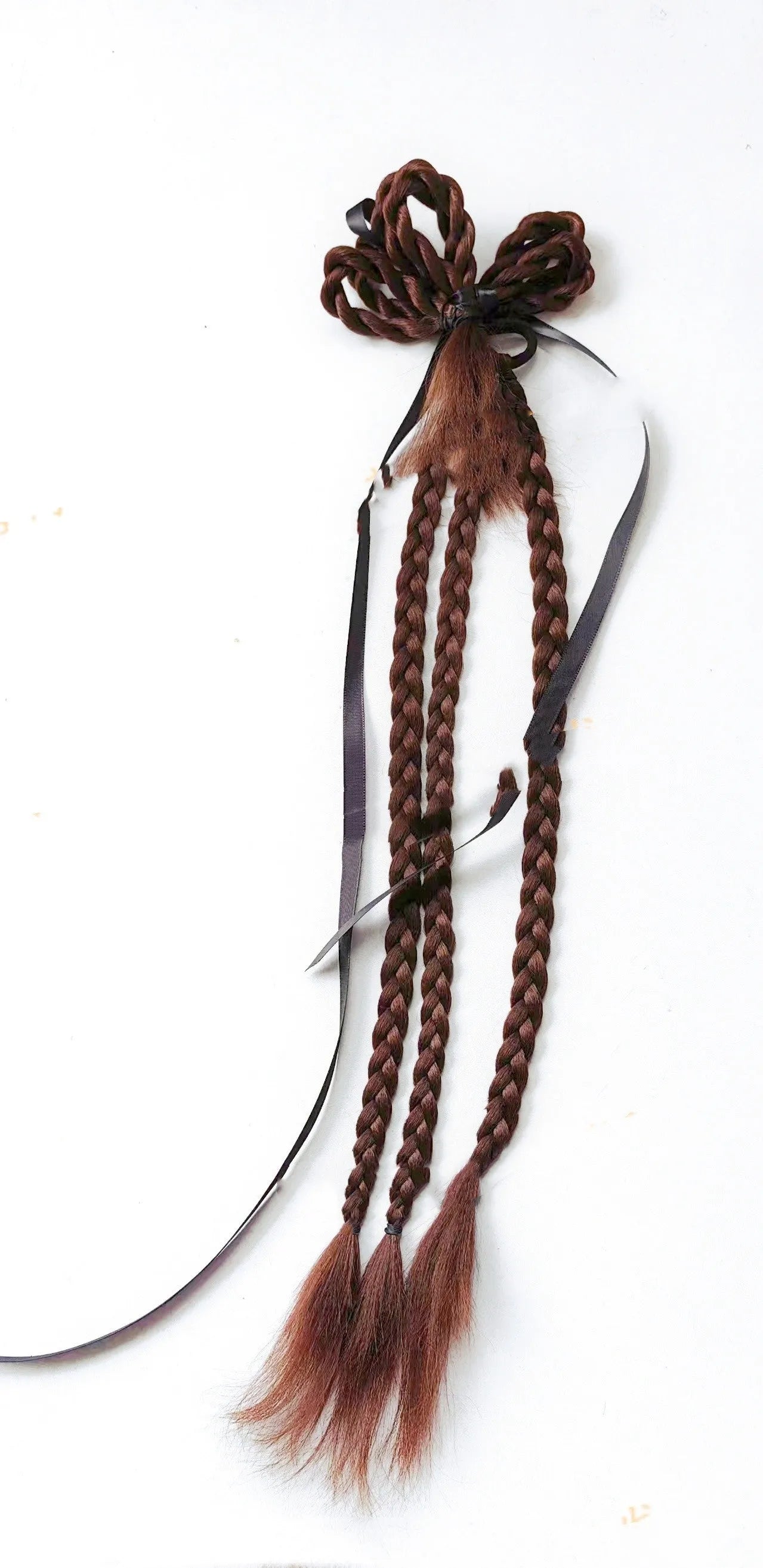 Wig with scratch clip boxing braid in natural black 60cm length protein silk