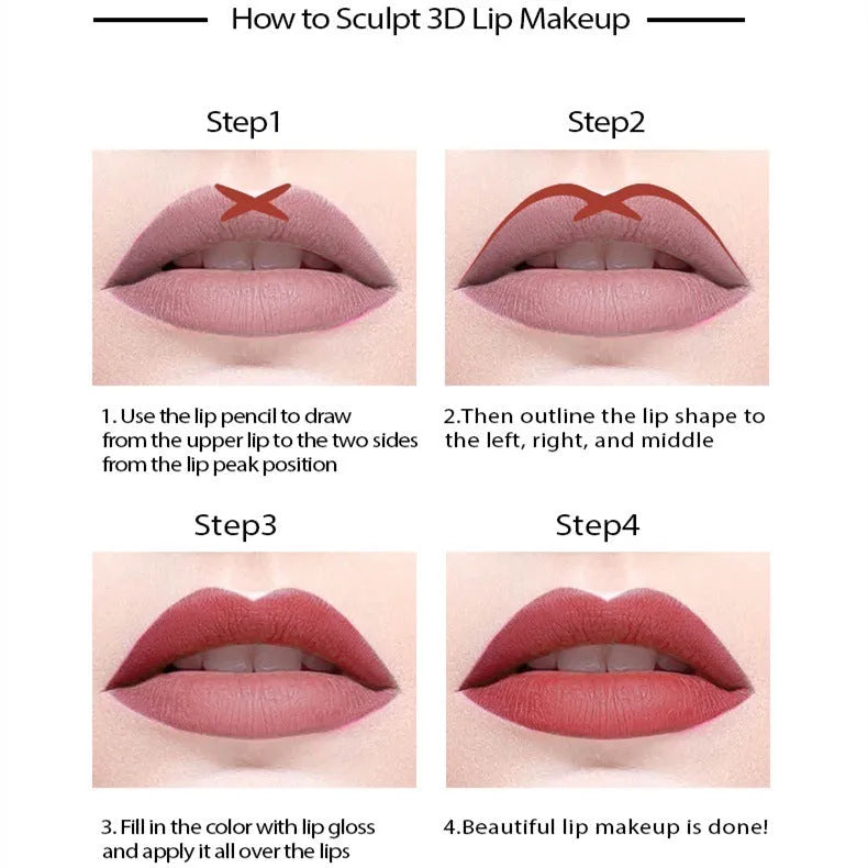 Matte finish lip liner pencil in wood casing with colour options 201 to 214 for 24-hour wear