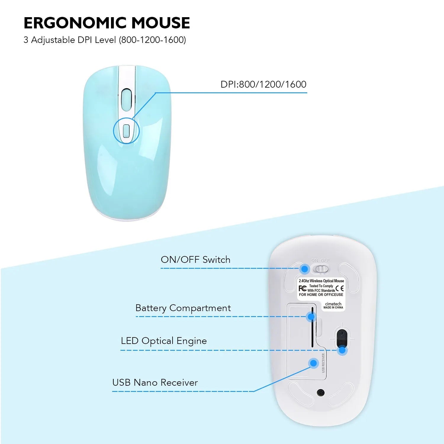 Full-size 2.4G wireless keyboard and mouse set in blue with numeric keypad and silent mouse on a desk