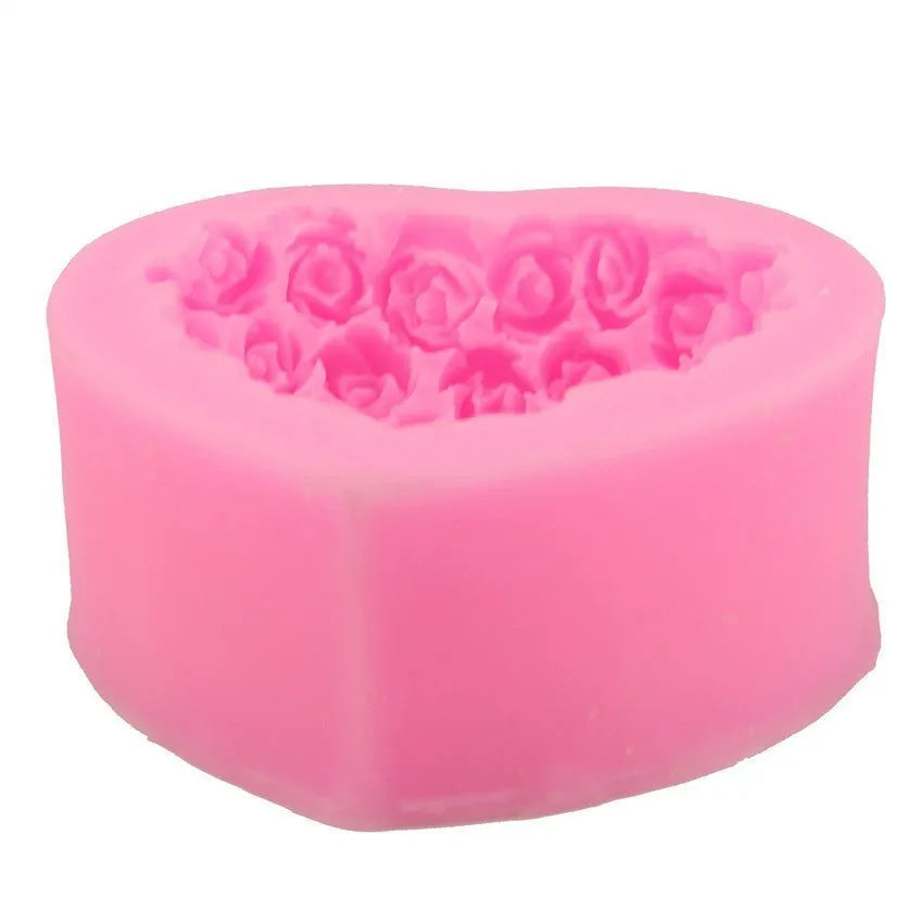Pink silicone mould shaped like a love rose for Valentine's Day baking and crafting