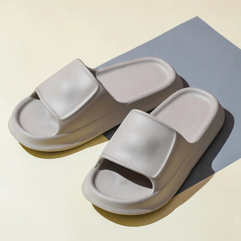 EVA flip-flop slippers with thick sole in multiple colours on a white background