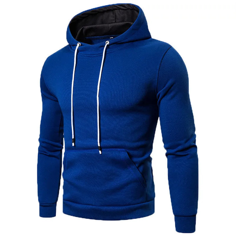 Men's plus size hooded fleece pullover sweatshirt in black, front view