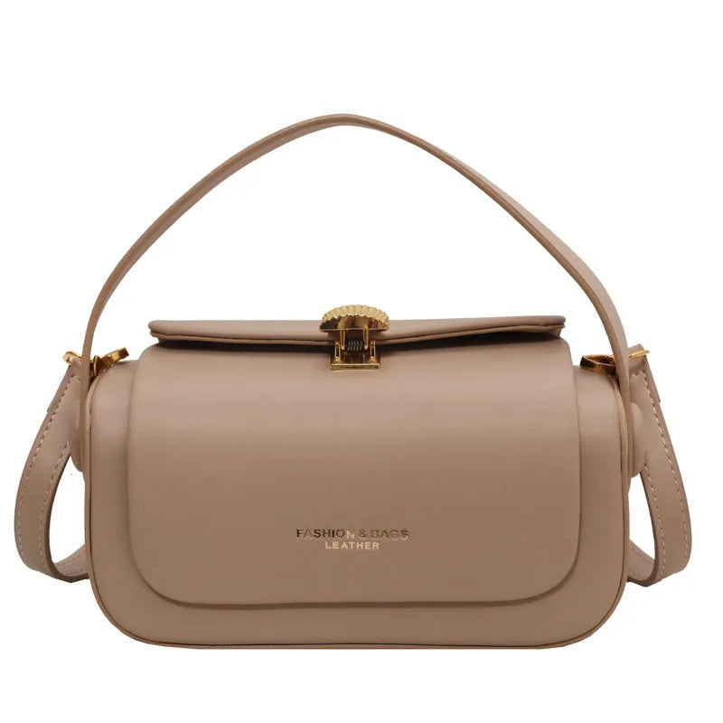 Women's personalised PU leather shoulder messenger bag with letter pattern and stitching design