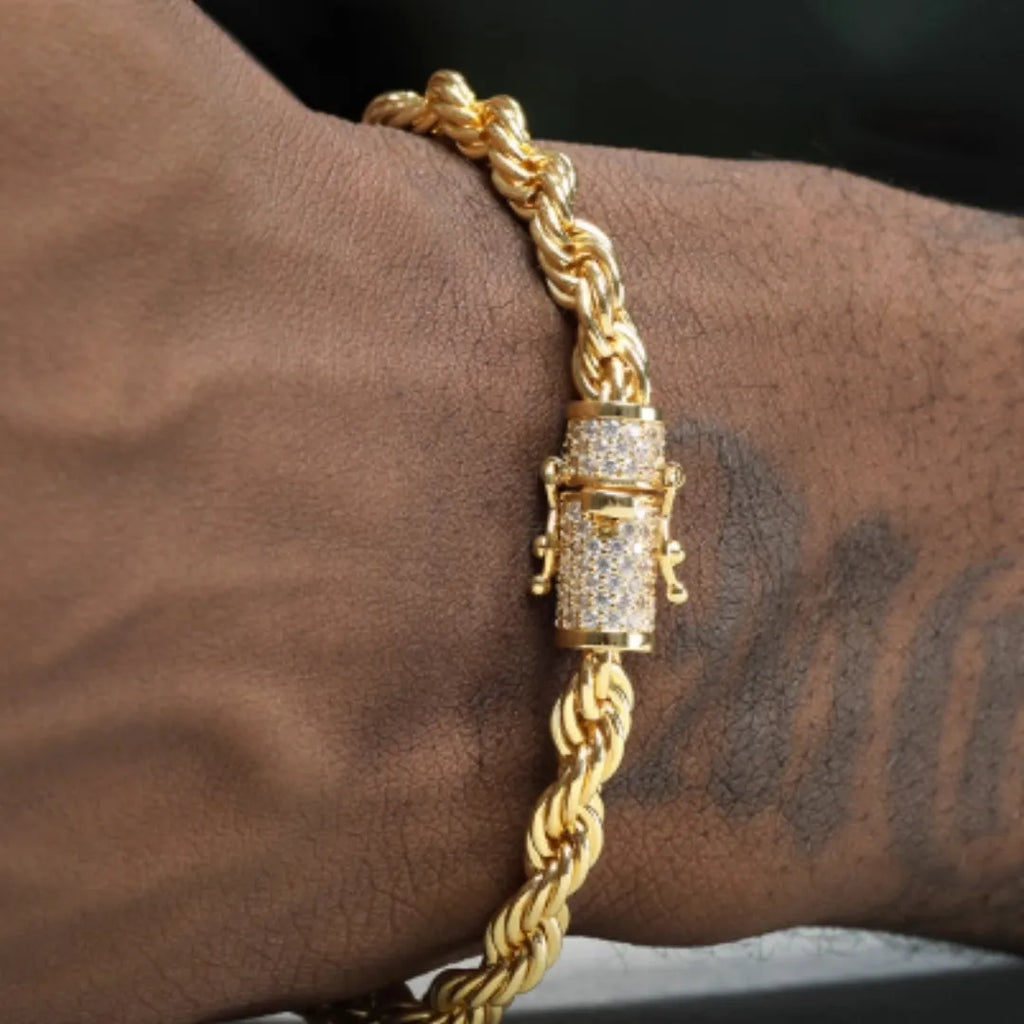 18K Gold Twist Bracelet For Men And Women unisex alloy electroplated 18cm 20cm 22cm