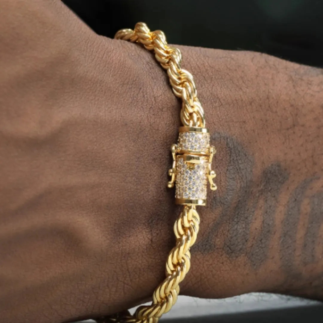 18K Gold Twist Bracelet For Men And Women unisex alloy electroplated 18cm 20cm 22cm