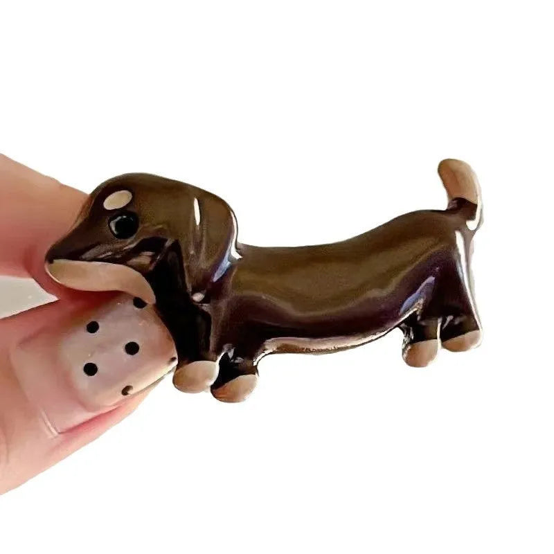 Dachshund dog design hair clip barrettes with electroplated finish and delicate styling
