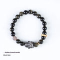 Handmade national style obsidian bracelet with lying rabbit charm in mixed metals and grey agate