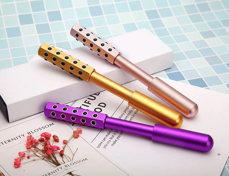Germanium particles roller beauty massage instrument in purple colour with 24 ball rollers