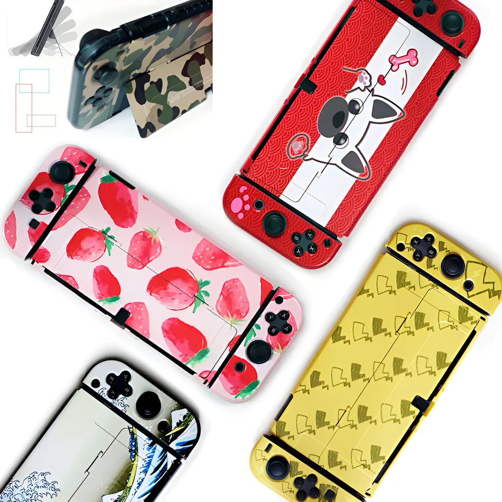 Hard protective case for Nintendo Switch OLED console in a cartoon crystal shell design.