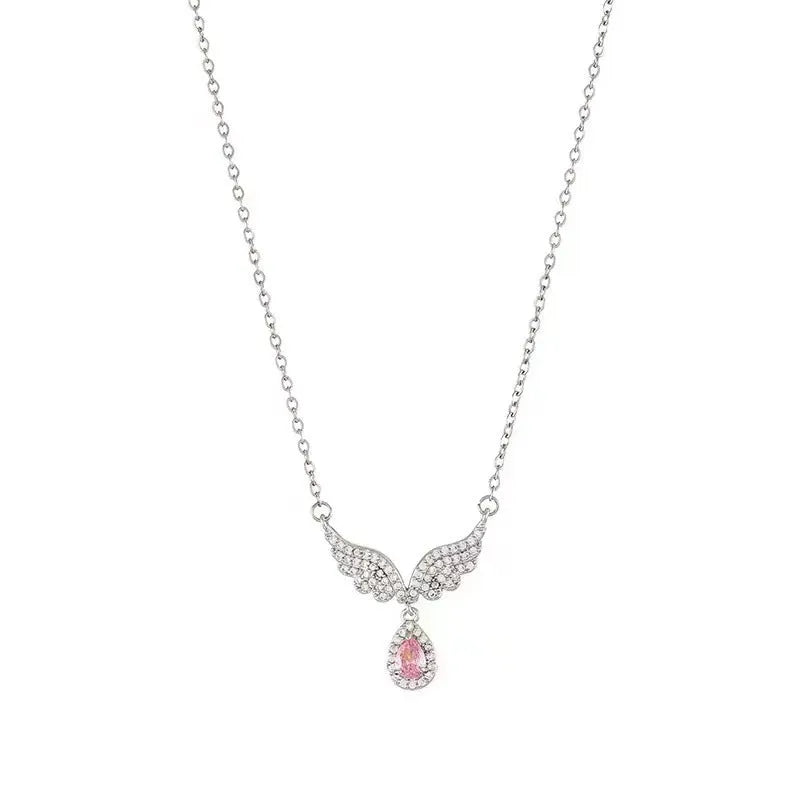 Women's sterling silver necklace with a choice of fishtail or angel wing pendant on an O-ring chain.