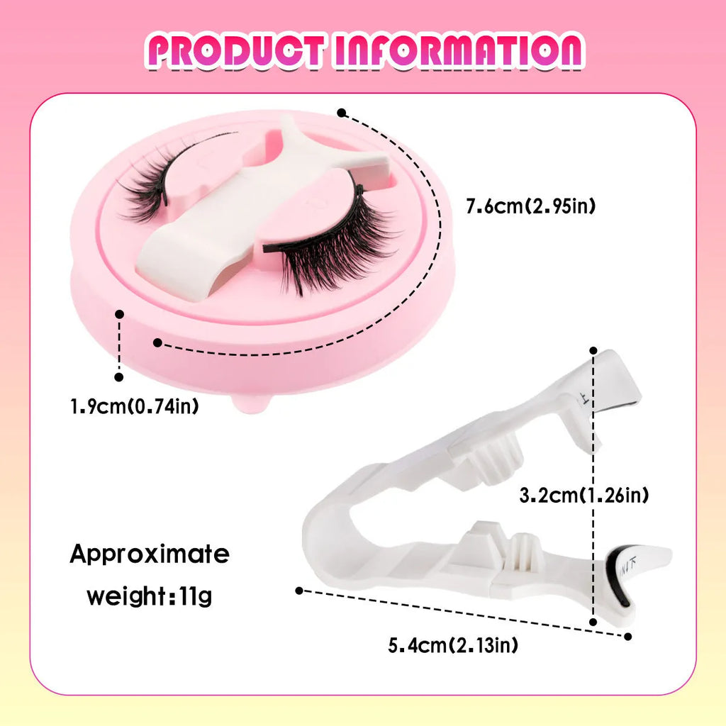 Set of reusable, glue-free waterproof false eyelashes in artificial fibre, showing natural thick 0.6-1.1mm lashes.