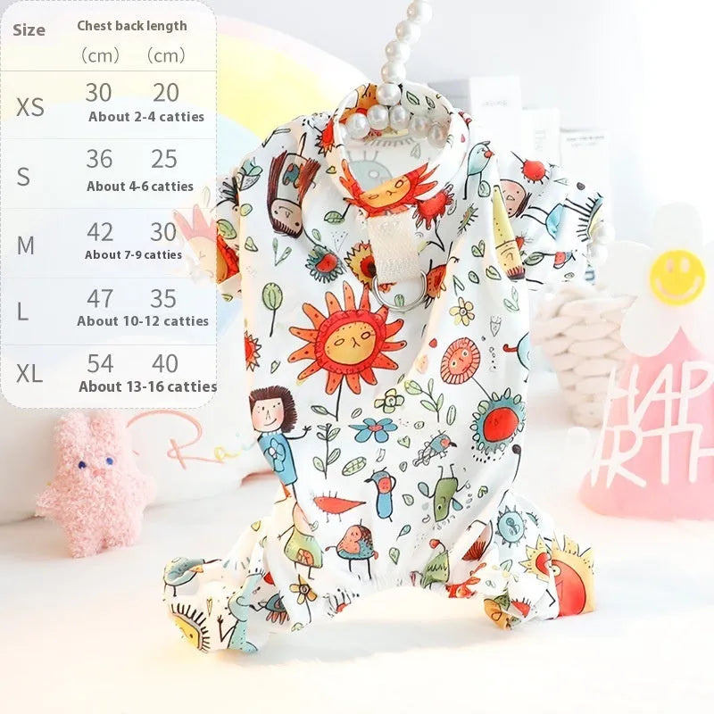 Cotton pet dog undershirt autumn winter princess style Colourful Bubble pattern