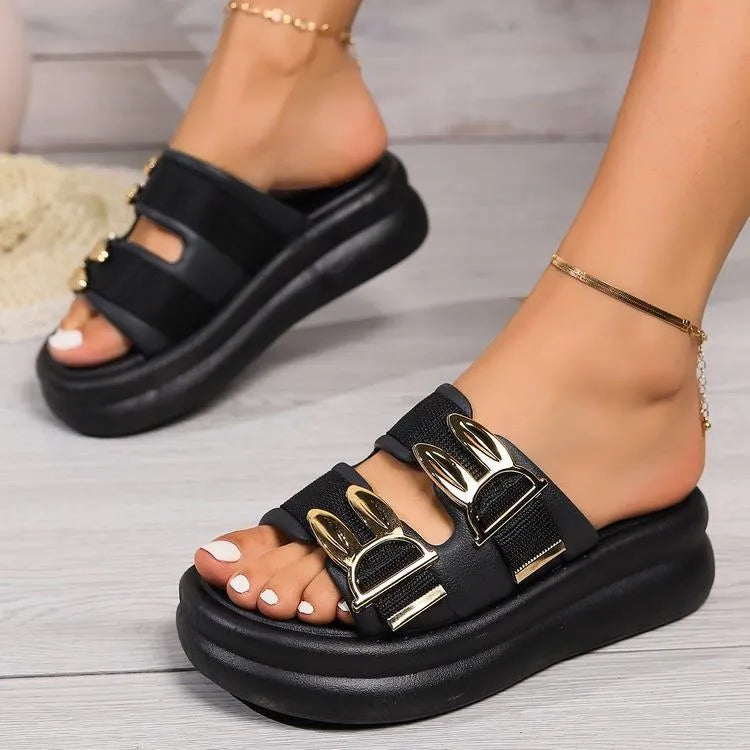 Women's thick-bottom suede slippers with soft rubber soles in apricot, black, and off white colours