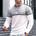 Men's Harajuku striped loose fit long sleeve T-shirt in black grey with round neck