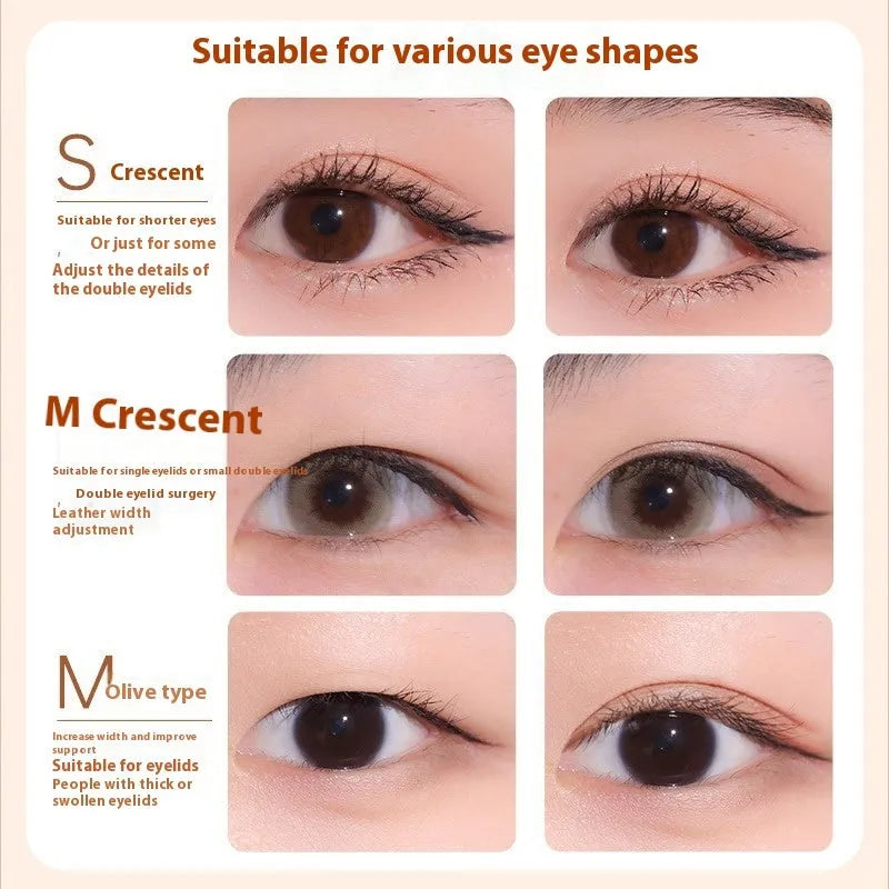 Invisible lace double eyelid stickers in three shades creating natural-looking creases