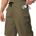 Men's solid colour quick-drying beach shorts with straight-leg design