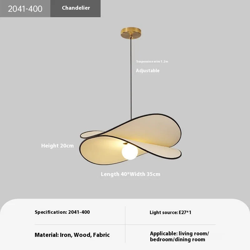 French style artistic chandelier pendant light with fabric potato chip shades in white