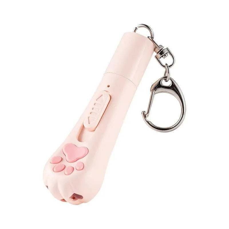 USB rechargeable cat laser pen toy in cream white, pink, and sky blue colours
