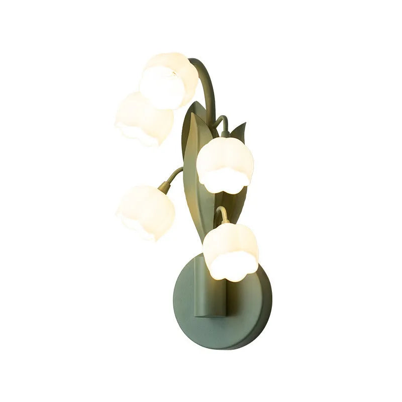 Modern minimalist French pastoral wall lamp with green tricolour light and PC shade
