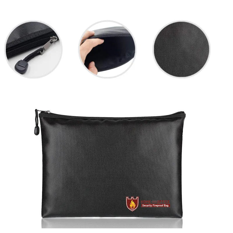 Black contract information document bag in fire-proof material