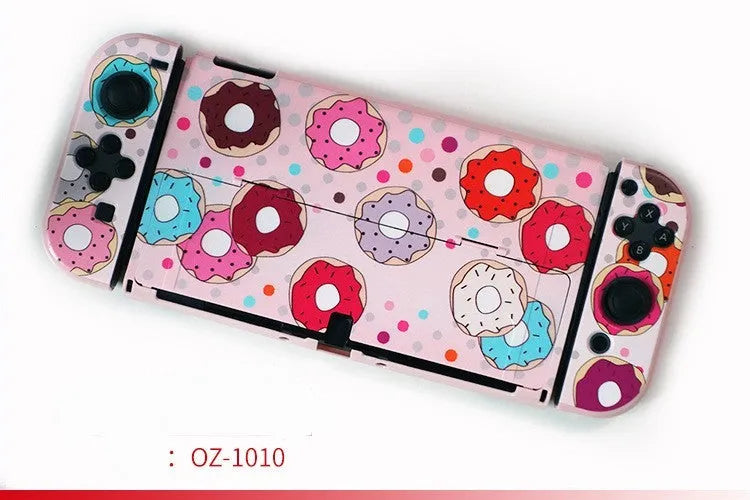 Hard protective case for Nintendo Switch OLED console in a cartoon crystal shell design.