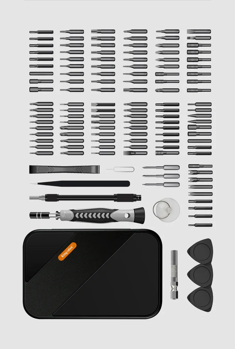 130 in 1 precision screwdriver tool set in orange and blue with CRV steel bits in compact case