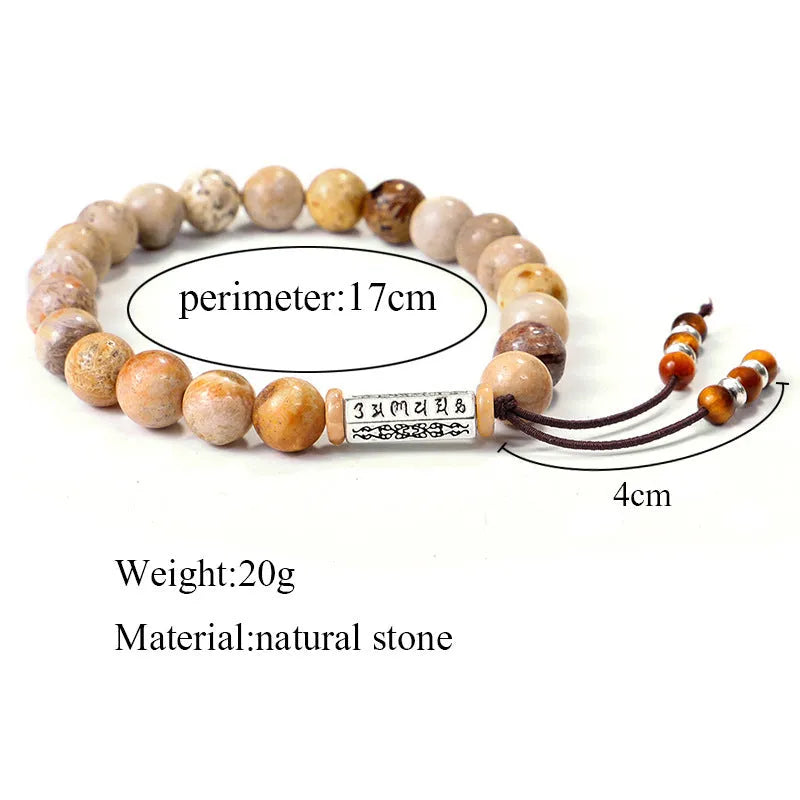 Handmade stone bead bracelet wood colour retro style original design