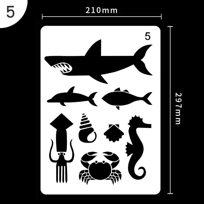 White plastic drawing stencil template for easy tracing and art projects.