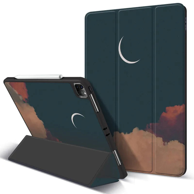 iPad Pro anti-drop protective case with magnetic pen slot and adjustable stand in simple style