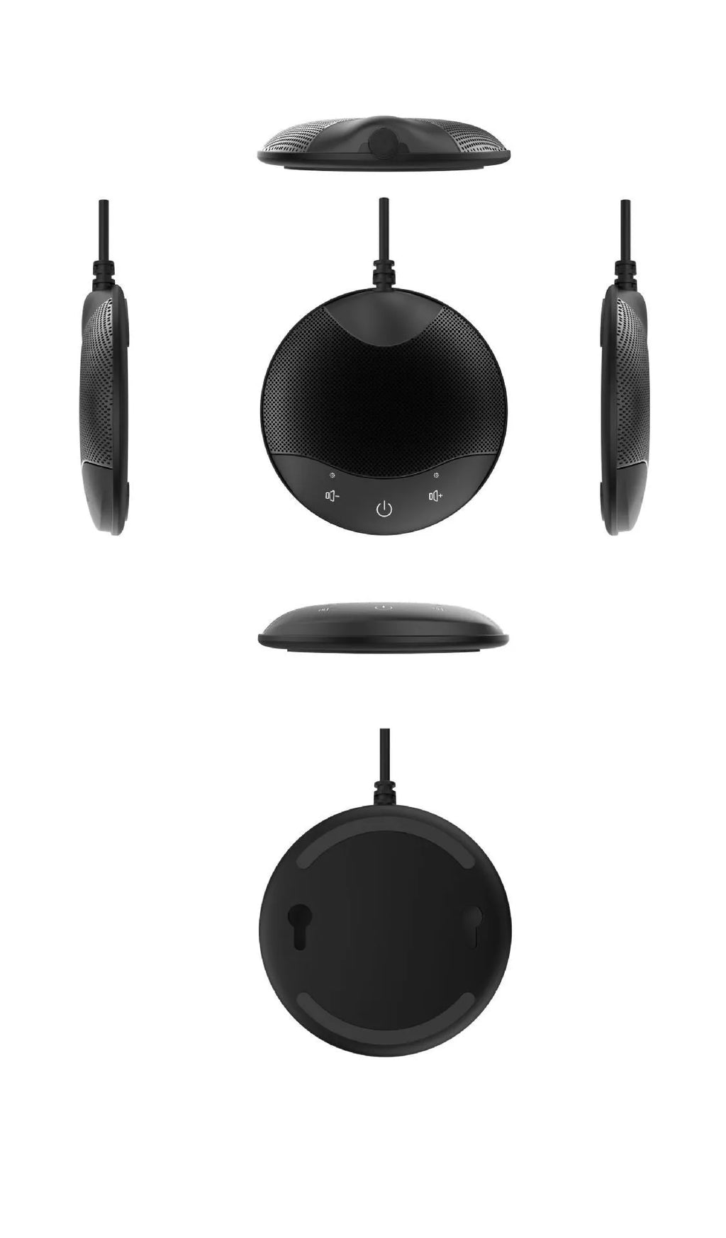 Black cube-shaped A7 USB condenser microphone on a desktop next to a computer.