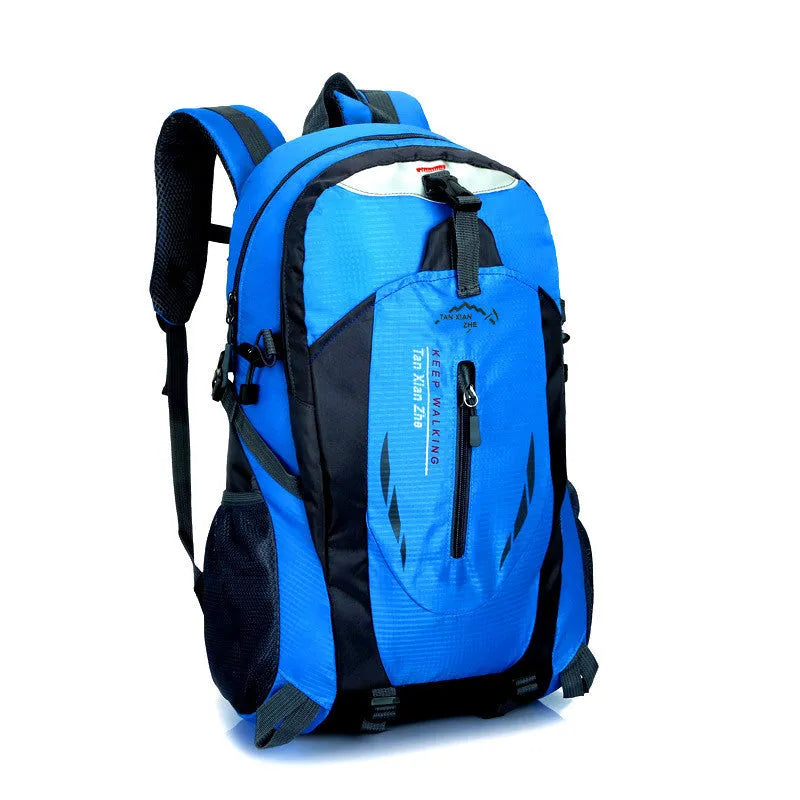 Large waterproof Oxford cloth travel backpack showing computer pocket and dual straps in multiple colour options