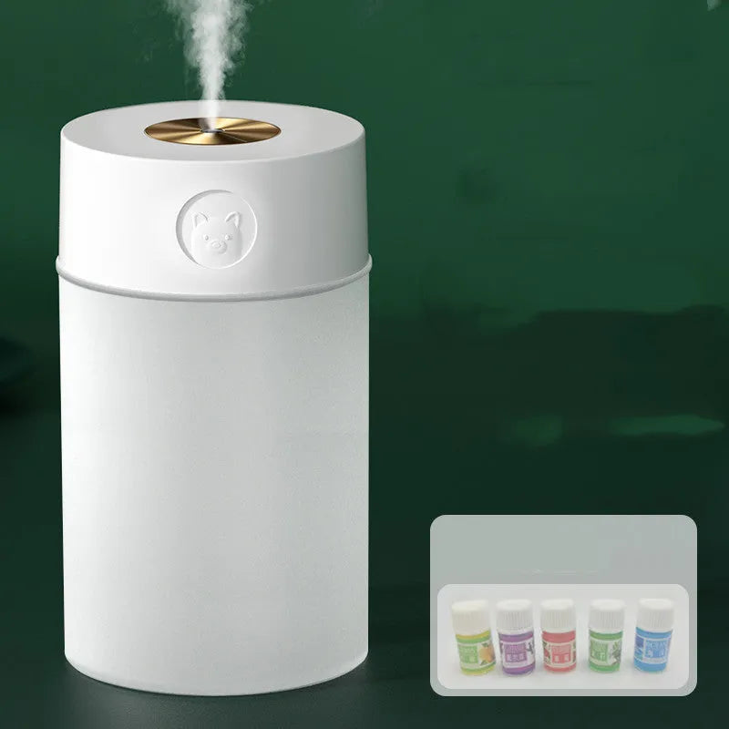 White bear edition dual-jet USB humidifier with 1.2L tank on a wooden desk