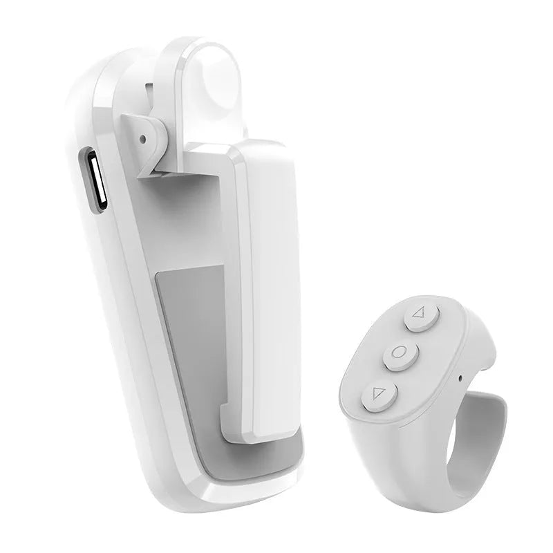 Smart wireless page turner remote control and clicker in black, white, or pink colour options.